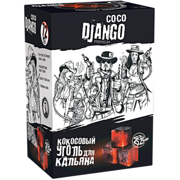 Уголь Coco Django 25мм для кальяна - 1кг (72 шт) в Екатеринбурге