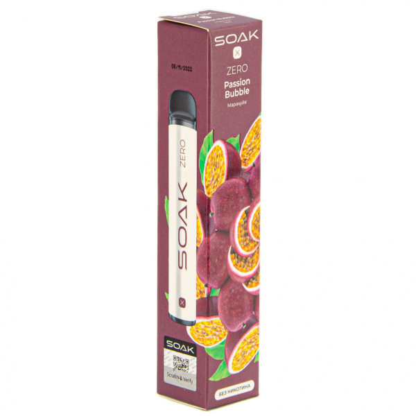 SOAK X ZERO Passion bubble 1500 затяжек (без никотина) в Екатеринбурге