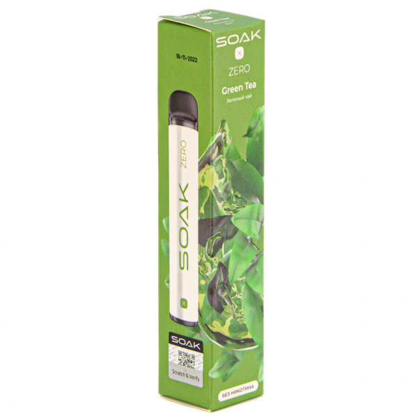 SOAK X ZERO Green tea 1500 затяжек (без никотина) в Екатеринбурге