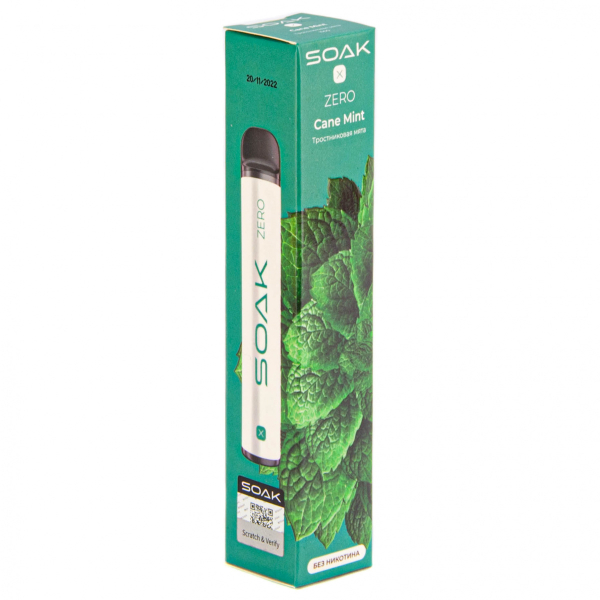 SOAK X ZERO Cane mint 1500 затяжек (без никотина) в Екатеринбурге