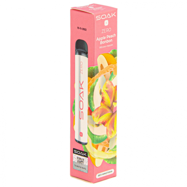 SOAK X ZERO Apple peach bonbon 1500 затяжек (без никотина) в Екатеринбурге