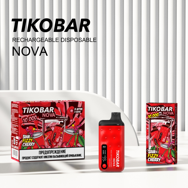 Электронка Tikobar Nova Кислая Вишневая Шипучка 10000 Затяжек в Екатеринбурге