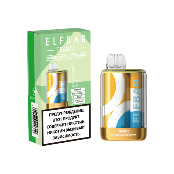 ЭСДН ELF BAR Te Зелёное Манго Гуава 6000 затяжек в Екатеринбурге