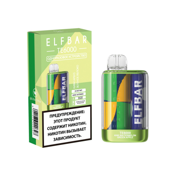 ЭСДН ELF BAR Te Киви Арбуз Зеленое Яблоко 6000 затяжек в Екатеринбурге