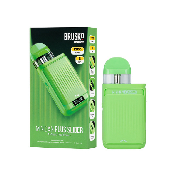 POD-система Brusko Minican Plus Slider Зелёный в Екатеринбурге
