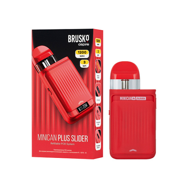 POD-система Brusko Minican Plus Slider Красный в Екатеринбурге