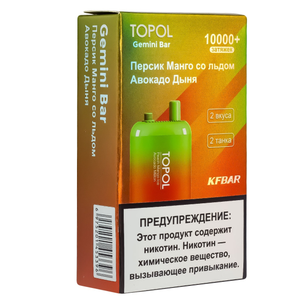 Электронка Topol Gemini Bar Peach Mango Ice | Avocado Melon 10000 тяг в Екатеринбурге