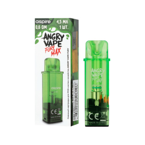Картридж Angry Vape Fury Max Зелёный 45 мл 0.6 Ом ( 1 шт.) в Екатеринбурге